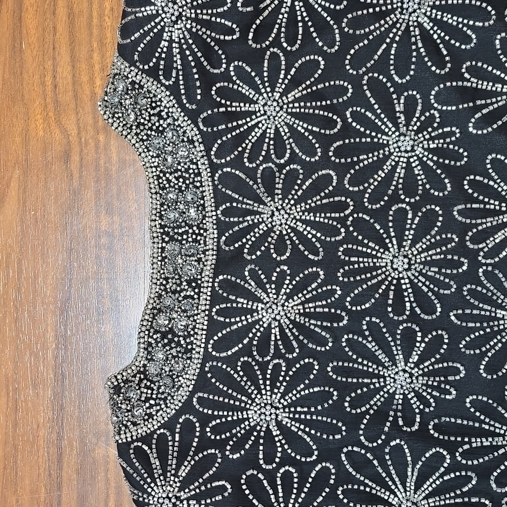 Scala Black Beaded Floral Cropped Jacket - Picture 10 of 12
